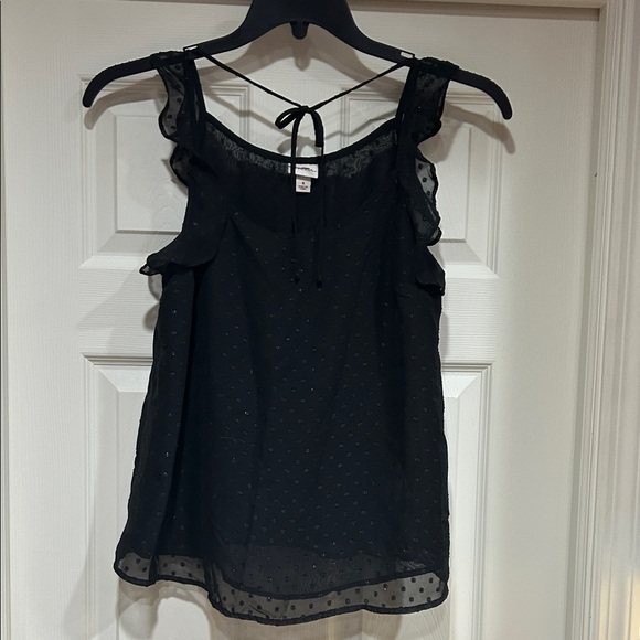 Merona Tops - Medina Elegant Black Sheer Ruffle Blouse